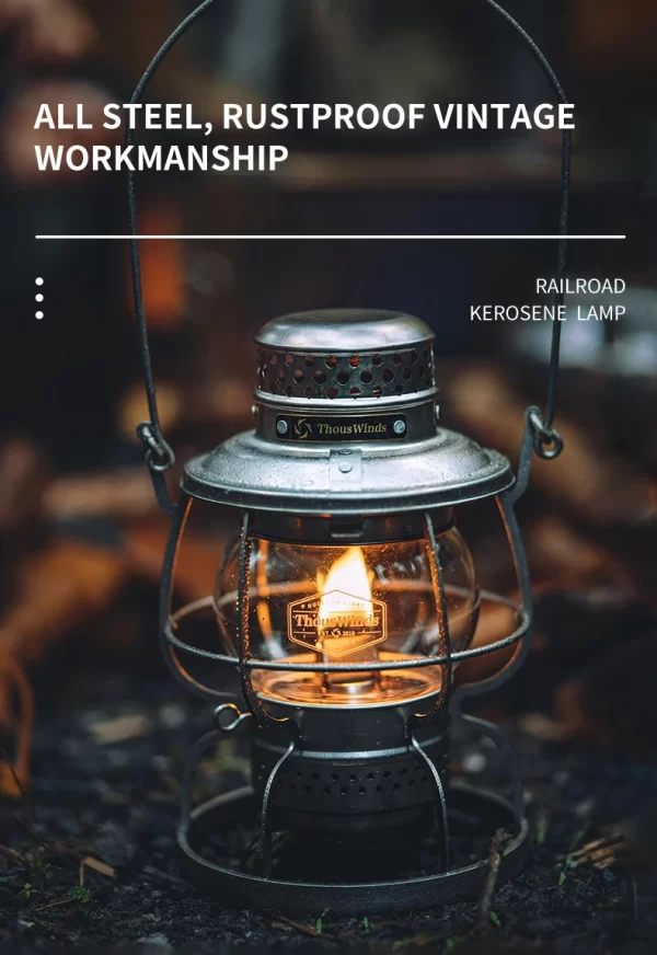 ThousWinds Railroad Camping Lantern Outdoor Lights Emotion Vintage Kerosene Oil Lamp - Image 30