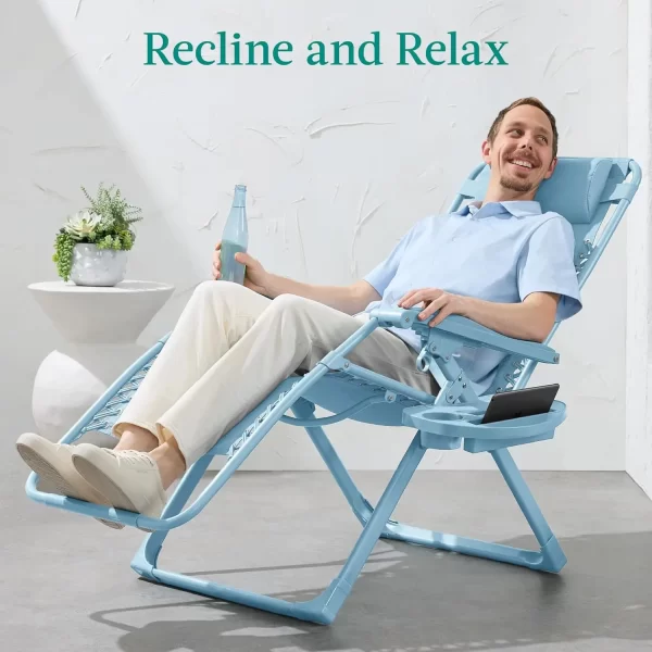 Monochromatic Folding Patio Recliner w/Side Tray - Image 11