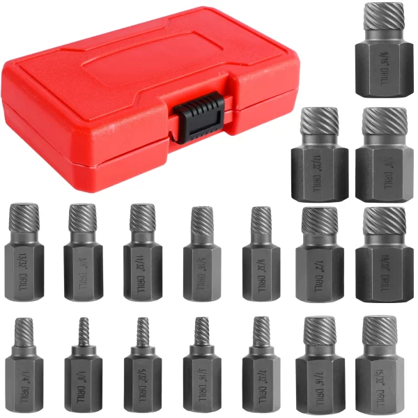 17Pcs Damaged Screw Extractor Drill Bit Set Hex Head Easy Out Bolt Extractor - Image 8