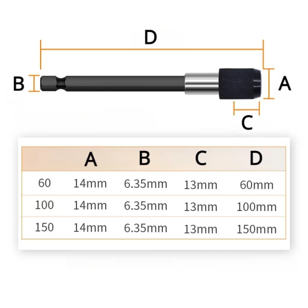 1PC/2PCS/3PCS 1/4 Inch Quick Hex Shank Release Magnetic Electric Screwdriver Extension Bit Holder - Image 4