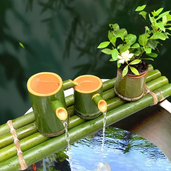1pc Bamboo Fountain Modern Home Decor Water Fountains Ornaments Garden Decoration - Image 2