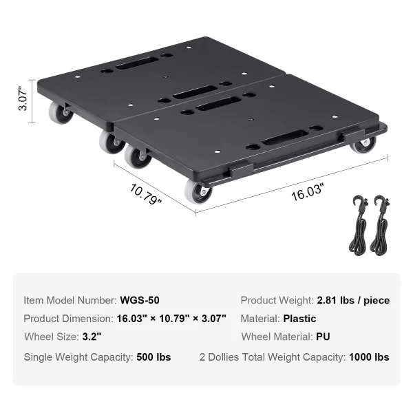 VEVOR 2 Pack Furniture Mover Pallet Trolley 500 lbs Each Count with 4 Wheels - Image 7