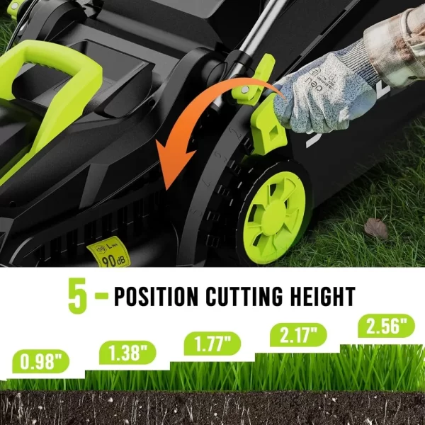 13.2” Electric Lawn Mower for Small Yards - 2-in-1 Compact 21V 4.0Ah Battery & Charger Included, - Image 5