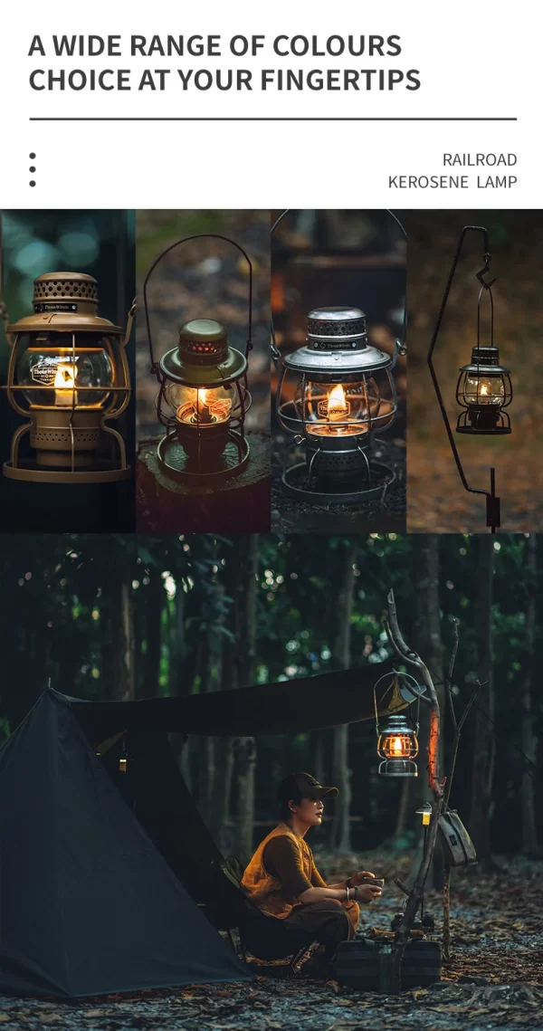ThousWinds Railroad Camping Lantern Outdoor Lights Emotion Vintage Kerosene Oil Lamp - Image 24