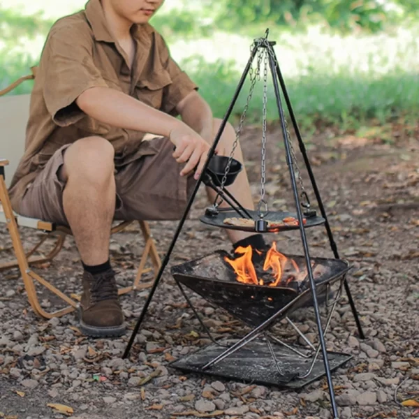 Portable Detachable Vertical Tripod Grill Barbecue Grill Bracket Barbecue Grill Tripod Stand - Image 2