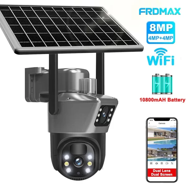 8MP 4K WiFi Solar Camera Outdoor Wireless CCTV Surveillance Camera With Solar Panel
