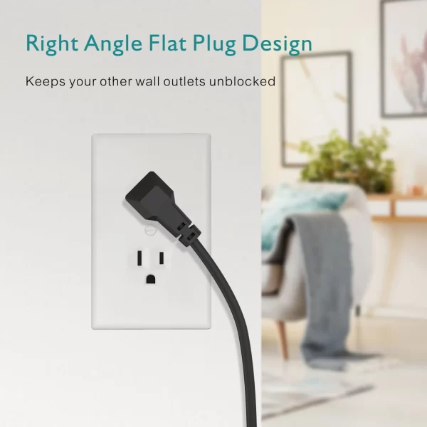 TRANSTON Power Outlet with Surge Protector, 9 power strip 3 USB Ports, 5ft Extension Cord - Image 6