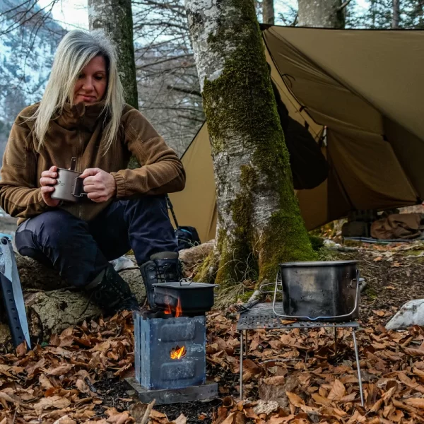Boundless Voyage Outdoor Titanium Folding Wood Stove With Pot Bracket Camping Charcoal Burner - Image 16