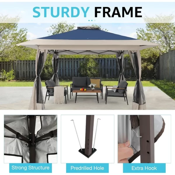 13’x13’ Pop Up Gazebo, Outdoor Canopy Tent Shade with Metal Frame Mosquito Netting - Image 3