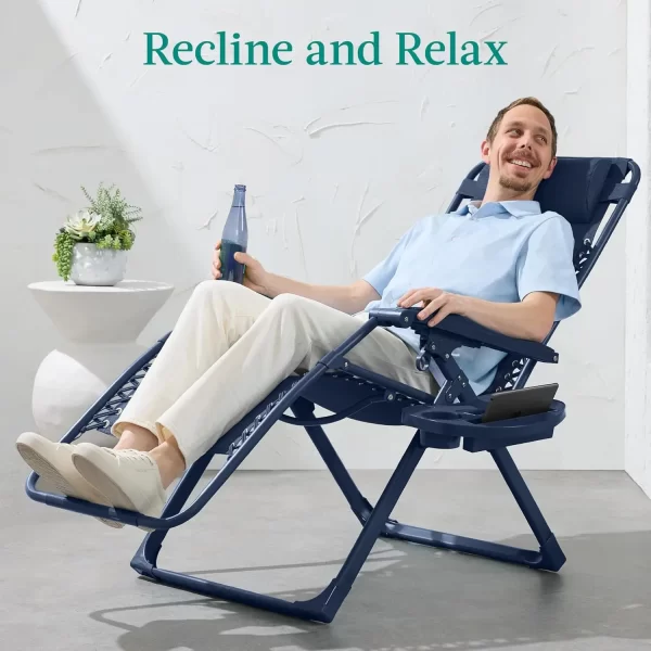 Monochromatic Folding Patio Recliner w/Side Tray - Image 13