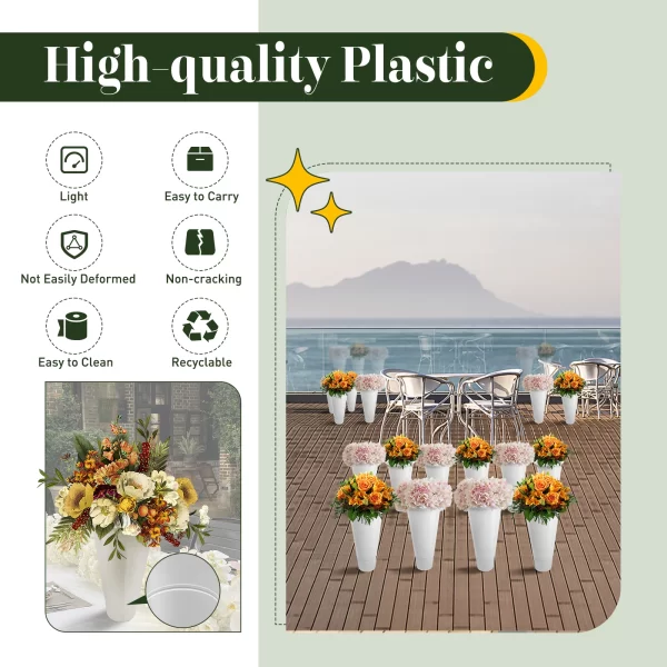 3 Layers Flower Display Stand Movable Modern Metal Plant Shelf with 12Pcs Flower Buckets - Image 23