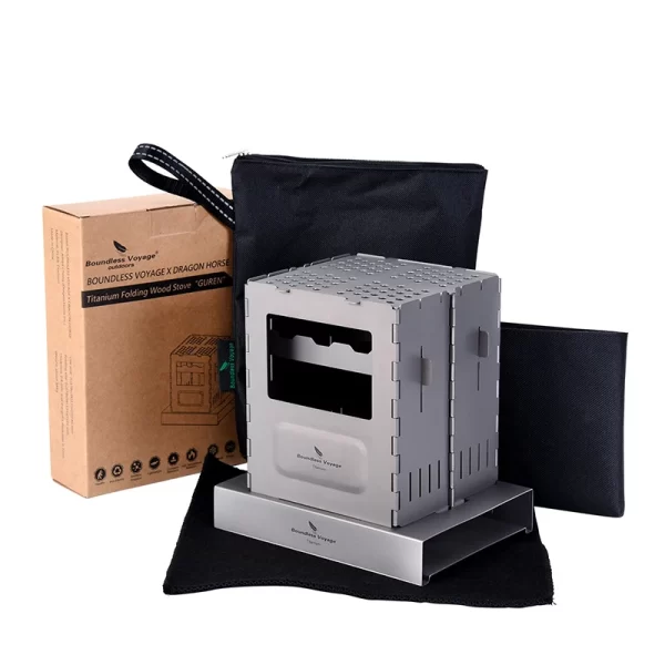 Boundless Voyage Outdoor Titanium Folding Wood Stove With Pot Bracket Camping Charcoal Burner - Image 12