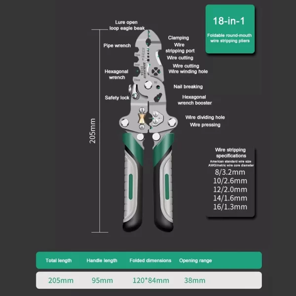 Electrician Wire Crimper Peeler Pliers Cables Stripping multifunctional Press Plier Terminal Crimping Gross Side Cutting Tool - Image 9