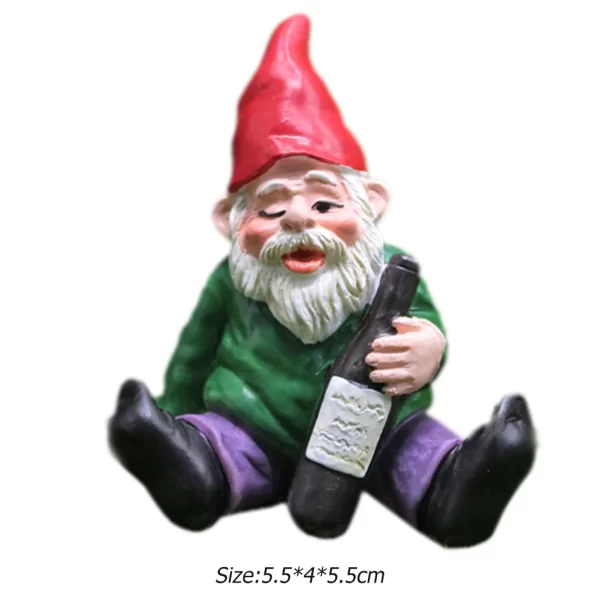 1pc Fairy Garden Drunk Gnomes Miniature Ornaments Set Mini Dwarf Bonfire Statues - Image 9