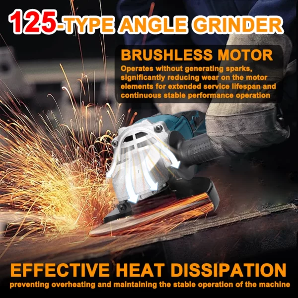 125 Type Electric Angle Grinder Brushless Motor Electric Grinding Tools Handheld - Image 5