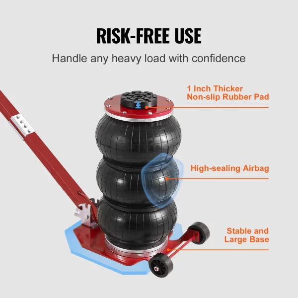 VEVOR Pneumatic Jack 3 Ton/5 Ton Triple Bag Air Jack Quick Lift Heavy Duty Car Repair Jacks - Image 6