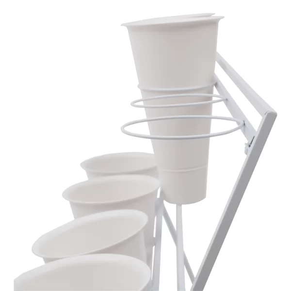 3 Layers Flower Display Stand Movable Modern Metal Plant Shelf with 12Pcs Flower Buckets - Image 19