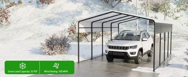 10x15 FT Metal Carport with Heavy Duty Metals Frame & Galvanized Steel Roof - Image 9