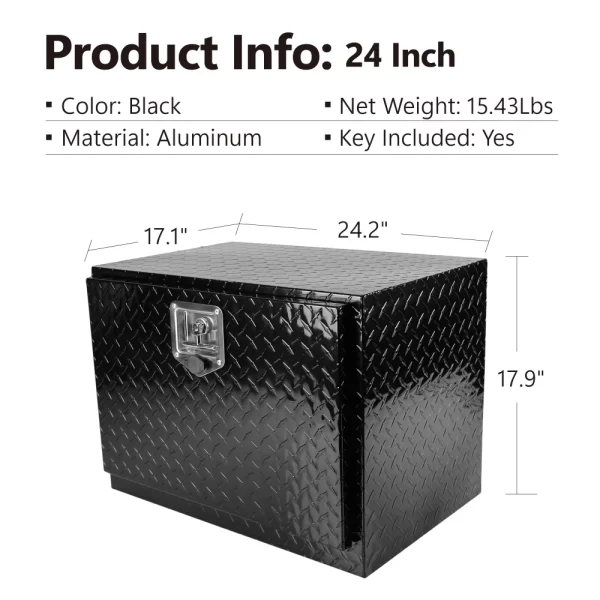 36 inch,24 inch,30 inch,18 inch, Heavy Duty Black Aluminum Tread Tool Box - Image 6
