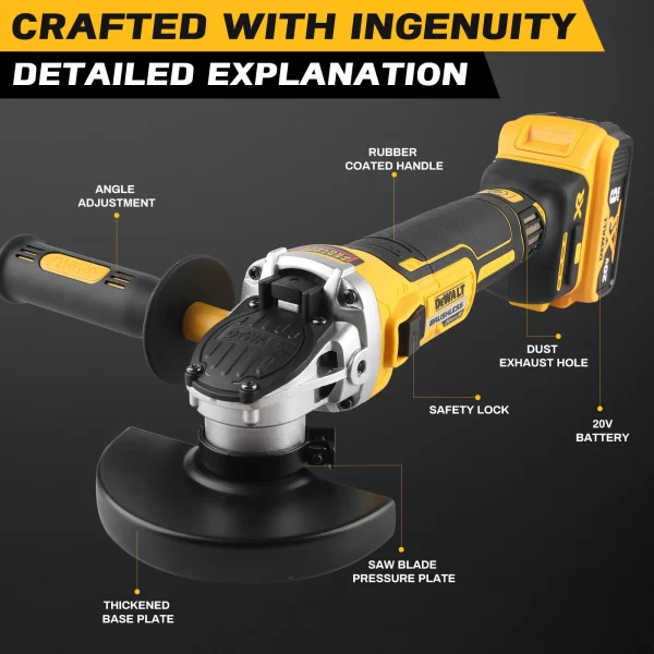 DEWALT DCG405 125mm 18V Lithium Battery Brushless Flat Head Angle Grinder - Image 2
