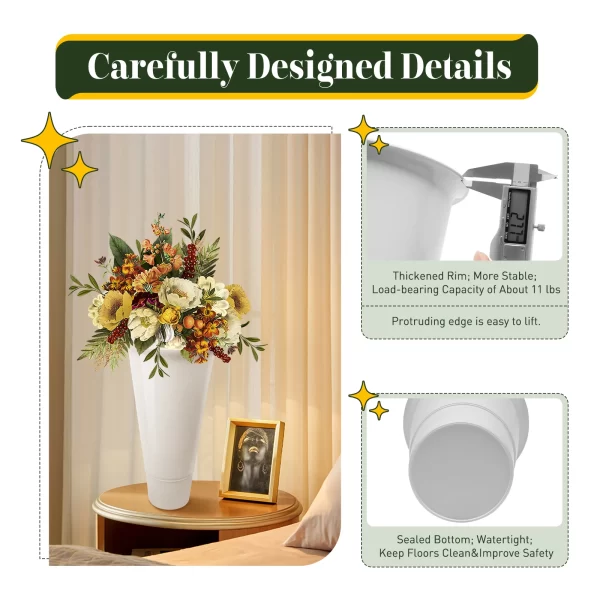 3 Layers Flower Display Stand Movable Modern Metal Plant Shelf with 12Pcs Flower Buckets - Image 25