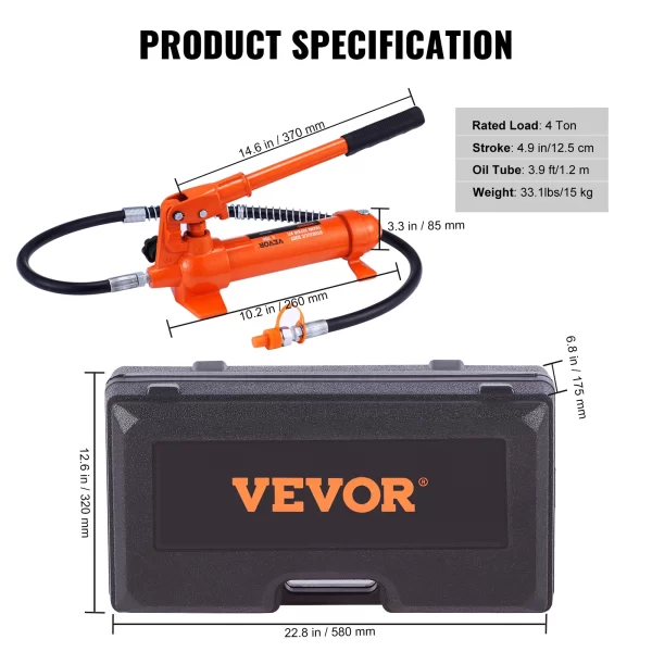 VEVOR 4/10/12/20 Ton Power Hydraulic Cylinder Jack - Image 7