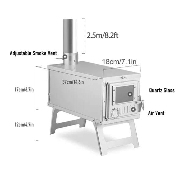 Portable Camping Tent Stove Ultralight Stainless Steel Foldable Wood Burner Stove - Image 7