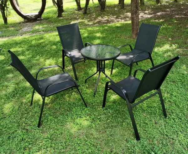 4PCS Garden Chairs Steel-iron+Teslin Fabric Folding High Back Balcony Chair - Image 12