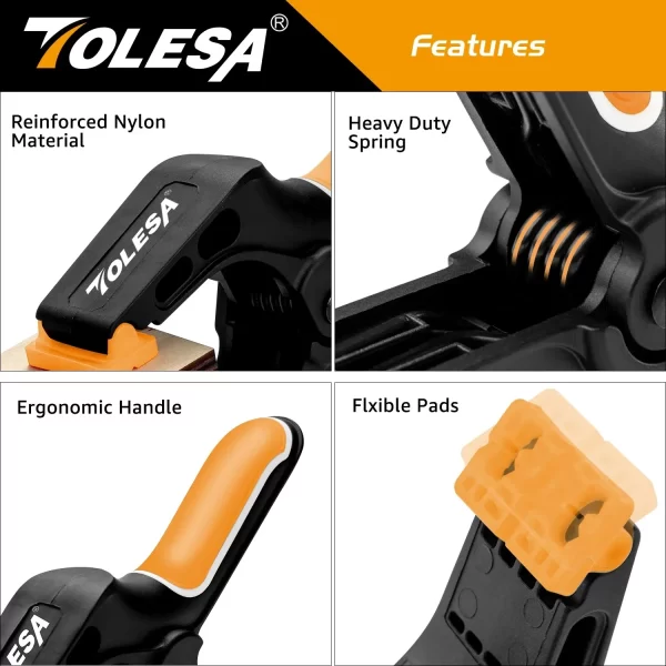 TOLESA 7" Spring Clamps Heavy Duty 4PCS Large Plastic Clamps - Image 3