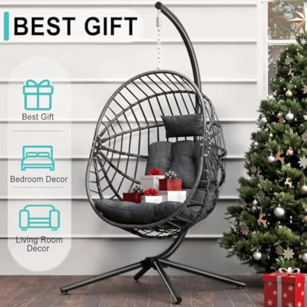 Outdoor Egg Chair with Stand, Hanging Egg Swing Chair - Image 3
