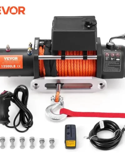 VEVOR 13500lbs Electric Winch with 80ft Synthetic Rope Wireless & Wired Remote Control