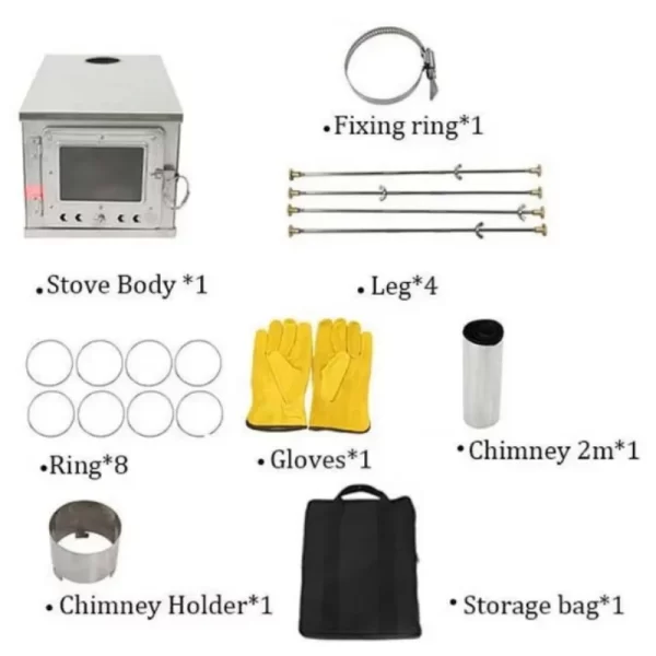 Foldable  Tent Stove Lightweight, Charcoal Fire Wood Burning Outdoor Camping - Image 3