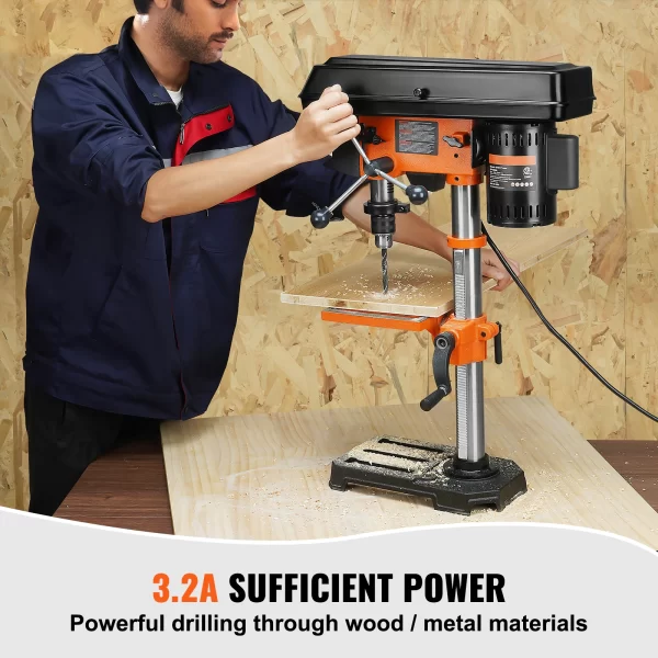 SucceBuy Tabletop Drill Press 3.2Amp 120V 5 Speed Settings 10'' Swing - Image 2
