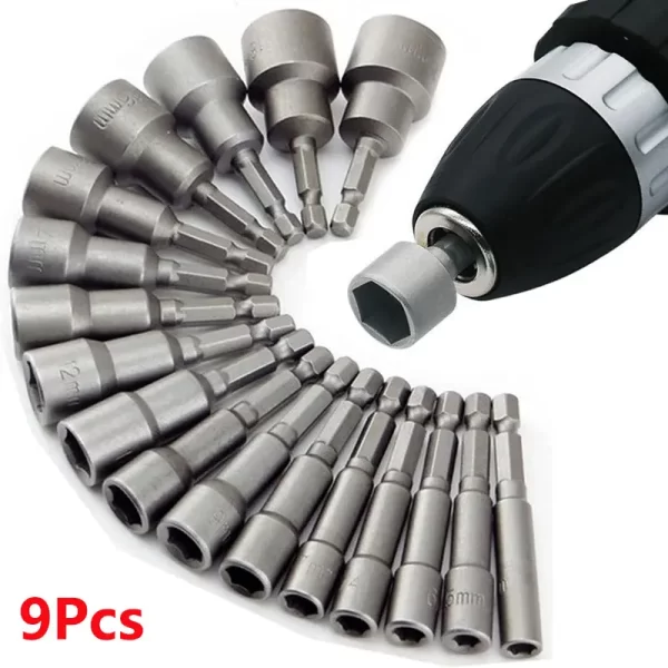 9pcs/set 5mm-13mm Hex Sockets Sleeve Nozzles Nut Driver Set - Image 2