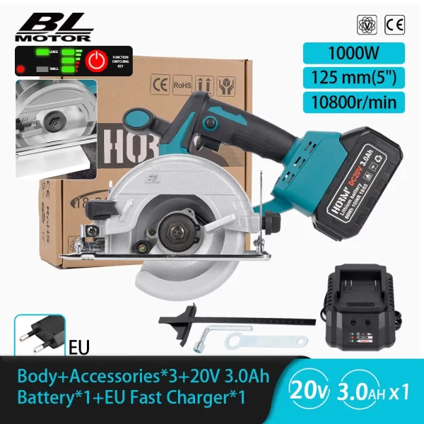 Hormy Brushless 5In Electric Circular Saw 125mm Mini Cordless Makita 18V Lithium Battery - Image 8