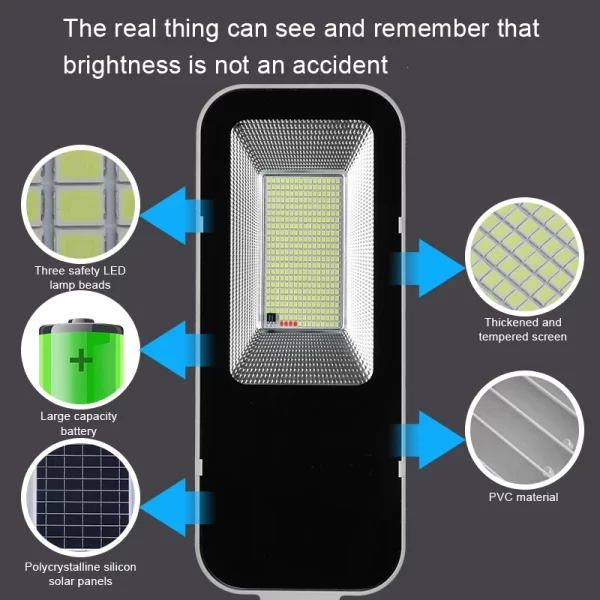 200W Outdoor Solar Street Light 6000mah Automatic Dusk to Dawn Street Light - Image 3