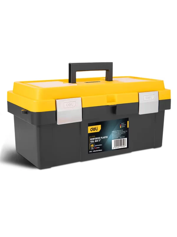 Deli 17in Plastic Tool Box, Storage Organizer with Secure Latch - Image 7