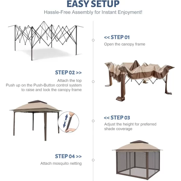 11'X11' Gazebo Pop Up with 4 Sidewalls Mosquito Netting - Image 6