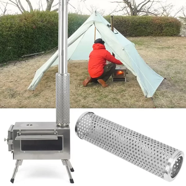 Firewood Stove Chimney Stainless Tent Stove Pipe Mesh Anti-scalding Cover - Image 12