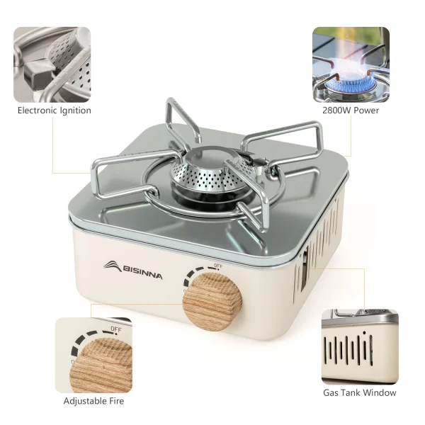 BISINNA Camping Gas Stove 2800W High Firepower - Image 2