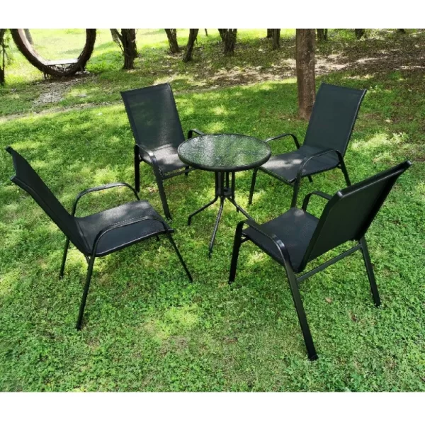 4PCS Garden Chairs Steel-iron+Teslin Fabric Folding High Back Balcony Chair - Image 2