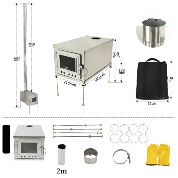 Foldable  Tent Stove Lightweight, Charcoal Fire Wood Burning Outdoor Camping - Image 2