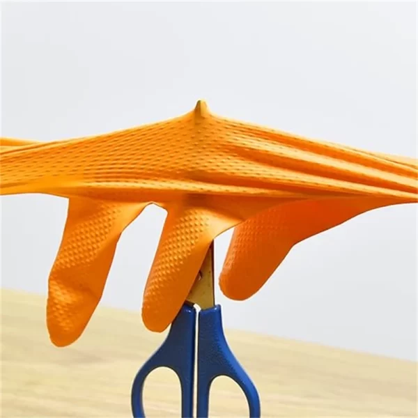 Heavy Duty Orange Nitrile Gloves 8Mil Industrial Disposable Gloves - Image 3