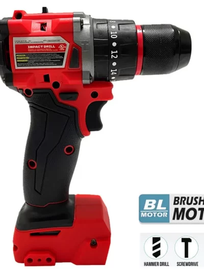 For Milwaukee 18V/20V Battery Cordless Impact Drill Brushless Electric Drill 20+3 Torque Hammer