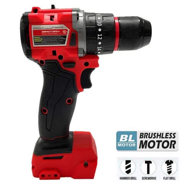 For Milwaukee 18V/20V Battery Cordless Impact Drill Brushless Electric Drill 20+3 Torque Hammer