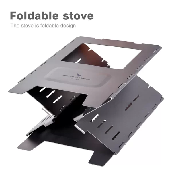 Boundless Voyage Outdoor Titanium Folding Wood Stove With Pot Bracket Camping Charcoal Burner - Image 9