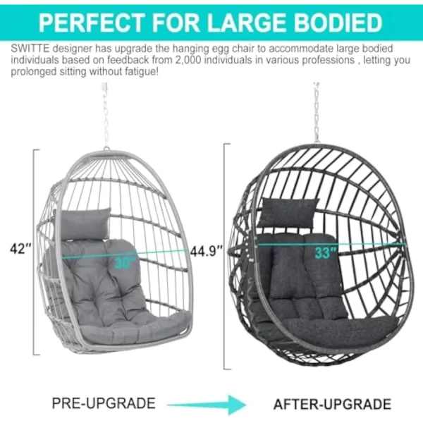 Outdoor Egg Chair with Stand, Hanging Egg Swing Chair - Image 4