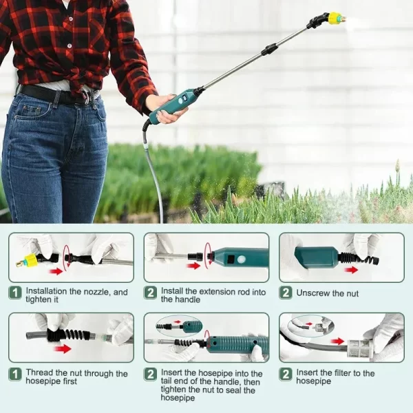 2400mAh Portable Electric Sprayer Wand Irrigation Tool 3 Mist Nozzles - Image 5
