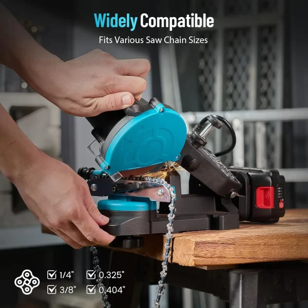 Seesii Cordless Chainsaw Sharpener 21V Electric Bench ChainSaw Grinder 4500RPM - Image 4