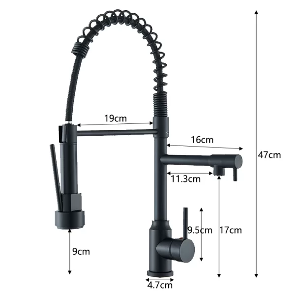 Black Kitchen Sink Faucet Pull Down Hot and Cold Water Mixer - Image 15